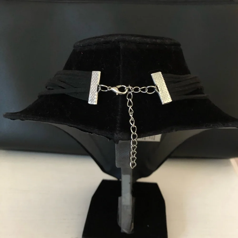 Black Layered Silver Bar Necklace - Picture 4 of 4